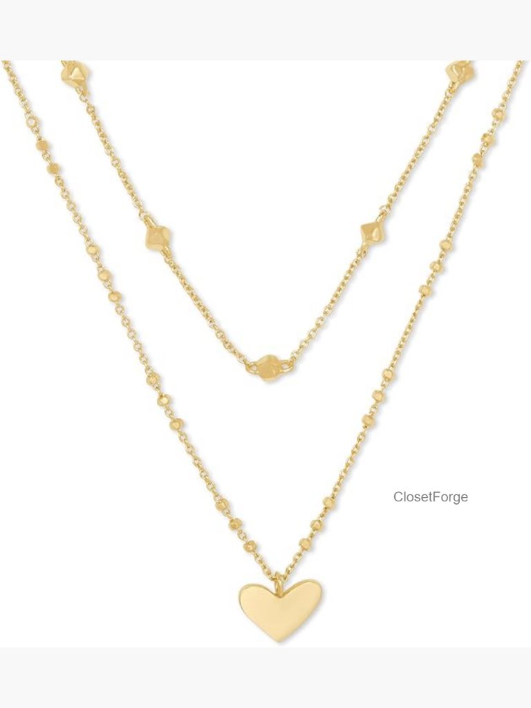 Gold Layered Heart Pendant Necklace - 16-18 Inch Chains